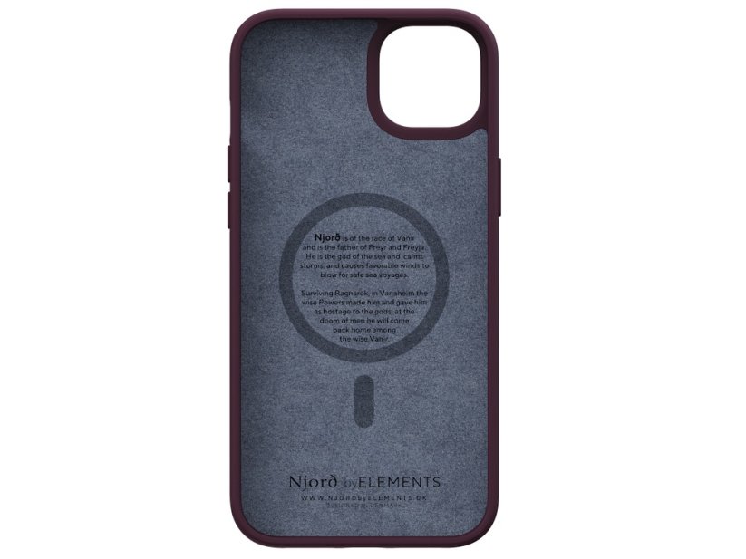 NJORD Salmon Leather MagSafe Odolný kryt z lososí kůže pro iPhone 14 Plus/15 Plus, rezavě červený