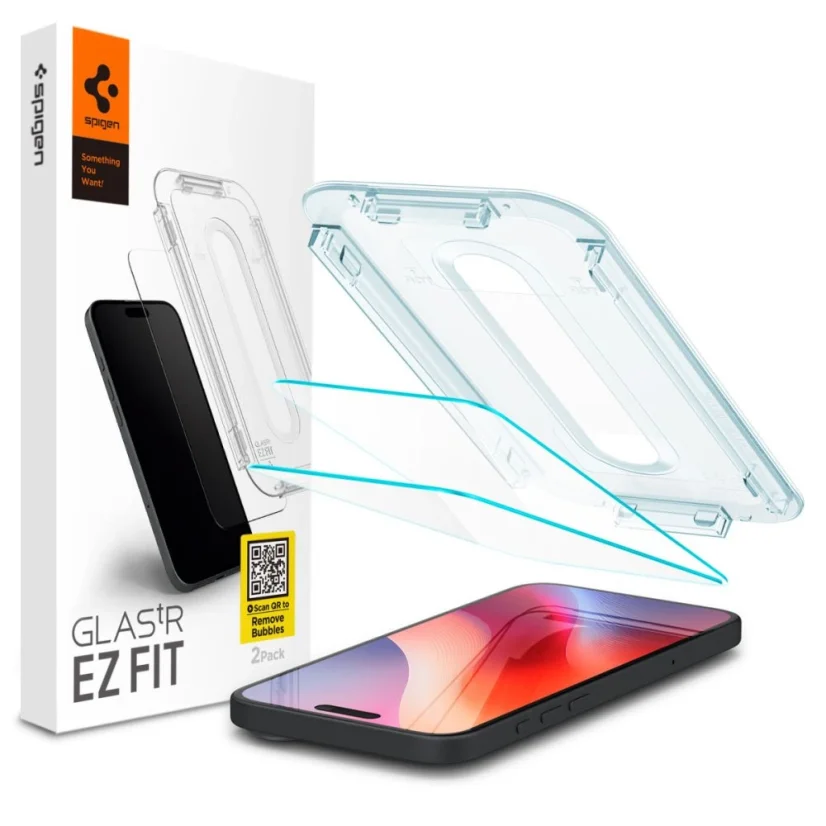 SPIGEN EZ Fit Ochranné sklo 2.5D FULL-COVER 0.3mm pro iPhone 16 Pro Max, montážní rámeček, 2ks