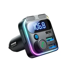 Joyroom JR-CCB01 48W 2x USB-A USB-C FM vysílač s duálním mikrofonem - černý