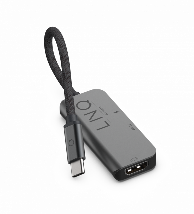 LINQ LQ48000 Profesionální USB-C/HDMI adaptér 3v1 s Power Delivery 100W a USB3.2, Space Grey