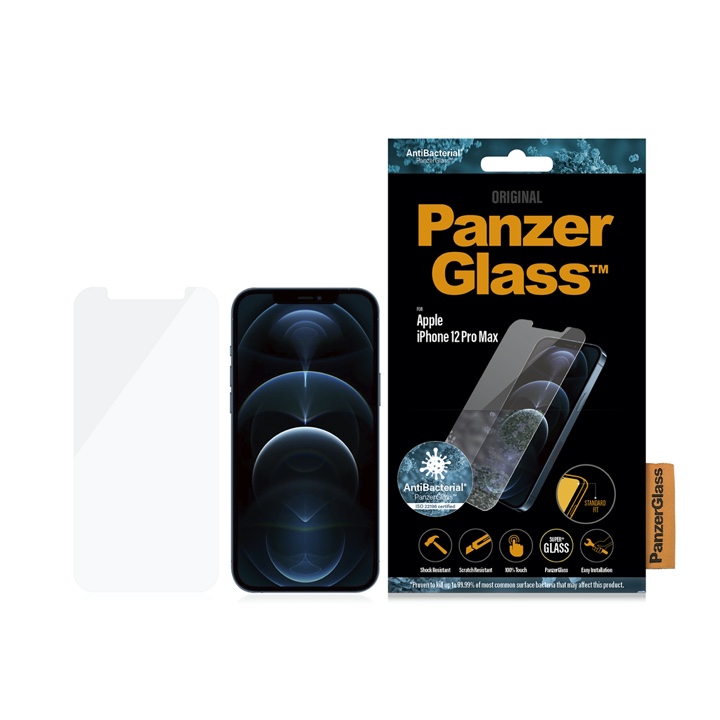 PANZERGLASS Ochranné sklo 2.5D STANDARD 0.4mm pro iPhone 12 Pro Max, AntiBacterial
