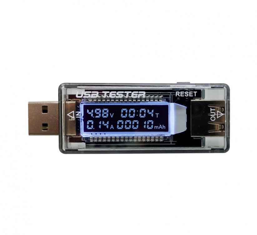 USB měřič napětí a proudu pro mobilní telefony, tablety (USB Voltmetr)