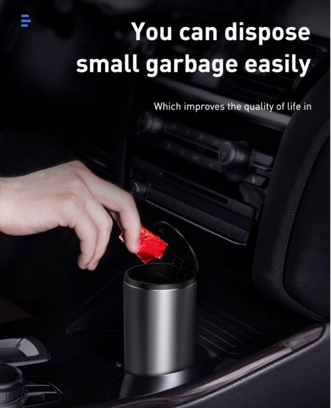 BASEUS CRLJT-0G Gentleman Style Odpadkový koš do držáku nápojů v automobilu, šedý