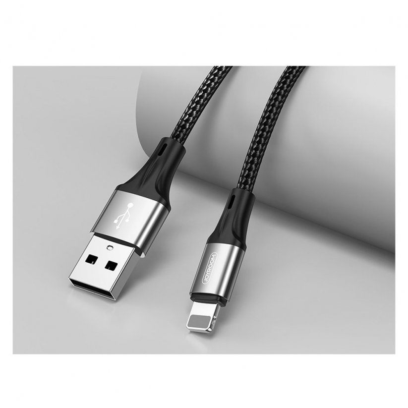 JOYROOM S-0230N1 Prémiový & odolný datový a nabíjecí kabel USB/Lightning 12W, 0,2m, černý