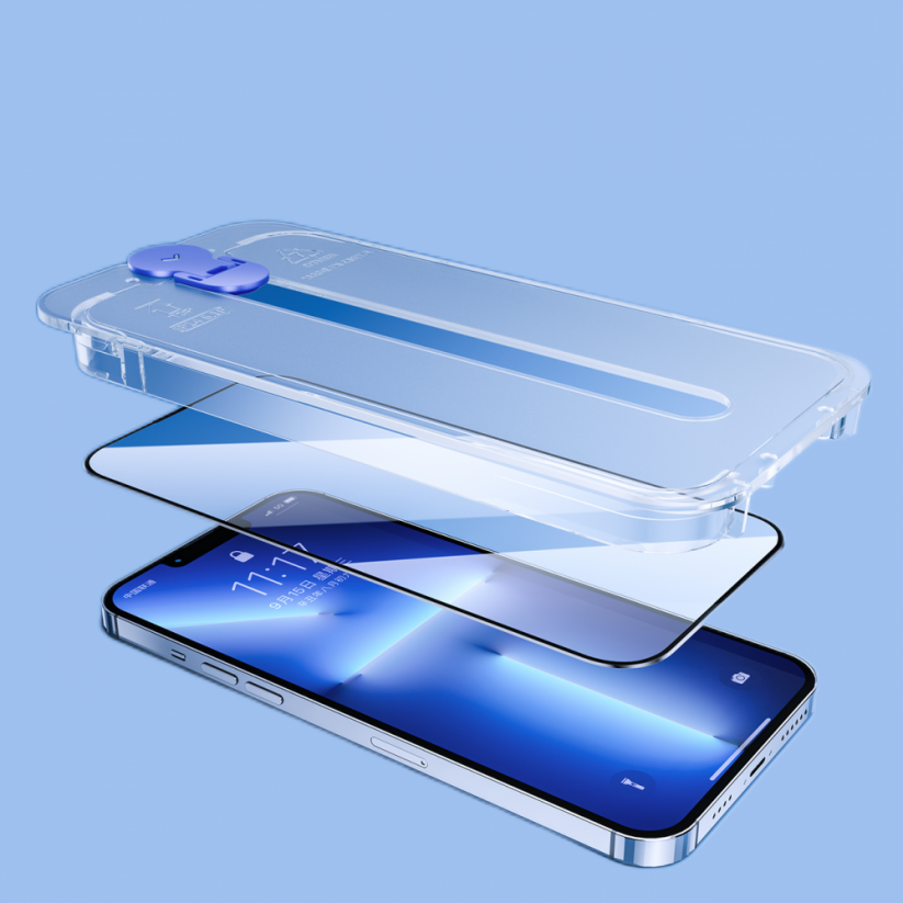 JOYROOM JR-H10 Ochranné sklo 2.5D FULL-COVER 0.33mm pro iPhone 14 Pro, montážní rámeček