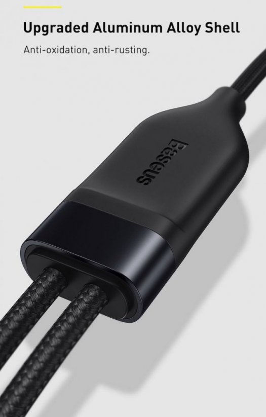 BASEUS CA1T2-F01 Datový a nabíjecí kabel 2v1 s USB-C a USB-C/Lightning, 1,2m, s podporou PD až 100W, černý