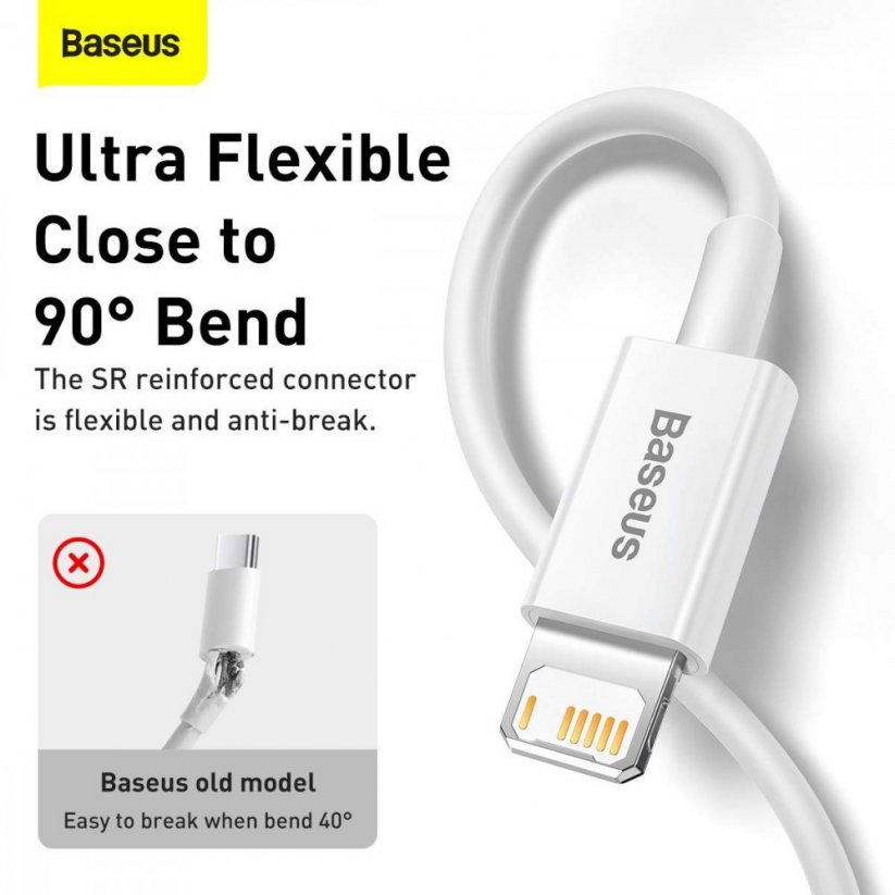 BASEUS CALYS-02 Superior datový a nabíjecí kabel USB/Lightning 12W, 0,25m, bílý