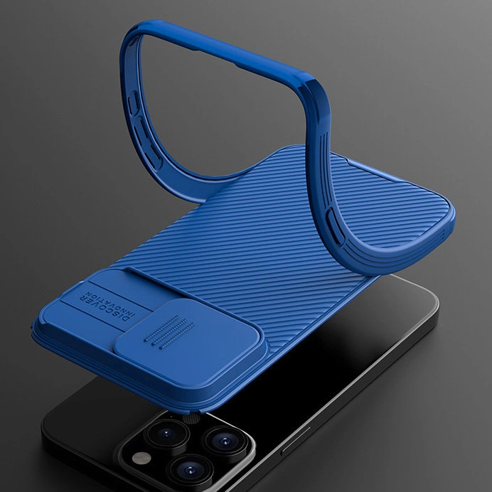 NILLKIN CamShield Pro Magnetic Ultra odolný MagSafe kryt s krytkou kamery pro iPhone 15 Pro, modrý
