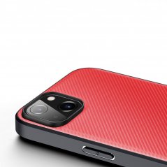 DUX DUCIS Fino Series Odolný kryt s textilními zády pro iPhone 14 Plus, červený