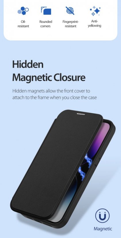 DUX DUCIS Skin X Pro Flipový MagSafe kryt pro iPhone 14 Pro Max, fialový
