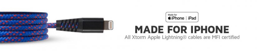 XTORM CS032 Kevlarový ultra odolný datový a nabíjecí kabel USB-C/Lightning PD 60W, 1m, modrý