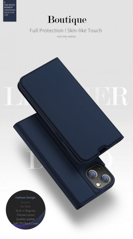 DUX DUCIS SkinPro kryt typu kniha pro iPhone 14 Plus, tmavě modrý