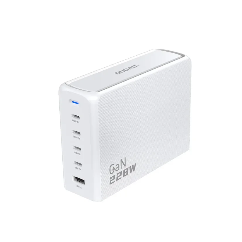 Dudao A228EU GaN 1x USB-A 4x USB-C PD 228W nabíječka - bílá