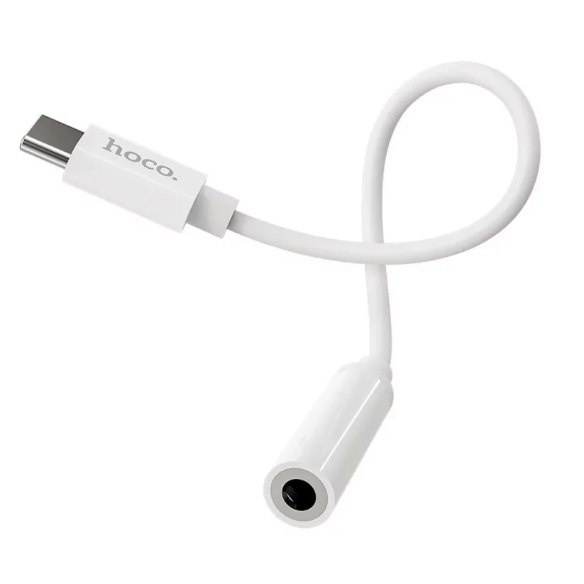 HOCO LS30 Adaptér (redukce) USB-C/Jack 3,5mm s podporou mikrofonu, bílá