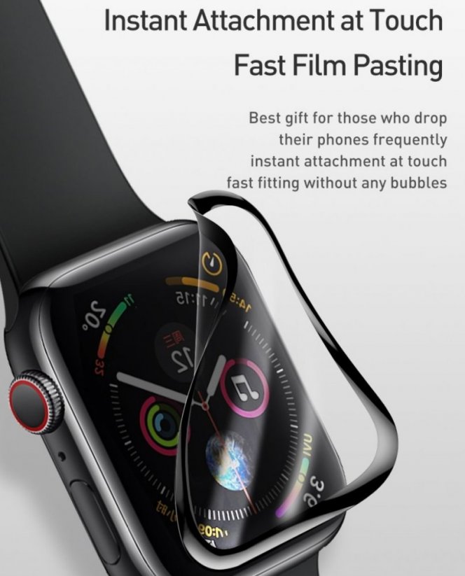 BASEUS SGAPWA4-G01 Ochranné sklo 3D FULL-COVER 0.20mm pro Apple Watch 40mm