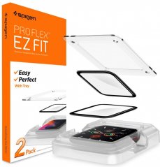 SPIGEN Proflex EZ Fit Ochranné sklo 3D FULL-COVER 0.16mm pro Apple Watch 4/5/6/SE 44mm, montážní rámeček, 2 ks