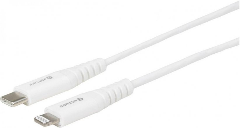 ESTUFF ES602101 Prémiový datový a nabíjecí kabel USB-C/Lightning MFi, 1m, bílý