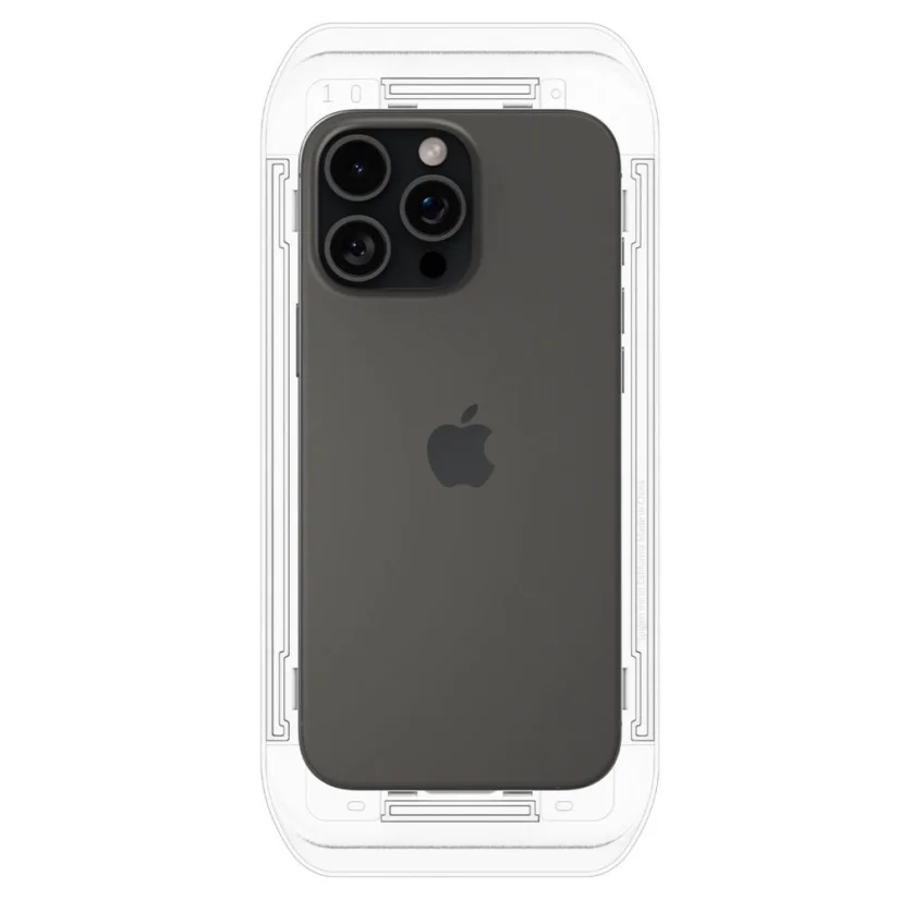 SPIGEN EZ Fit Ochranné sklo 2.5D FULL-COVER 0.3mm pro iPhone 16 Pro, montážní rámeček, 1ks