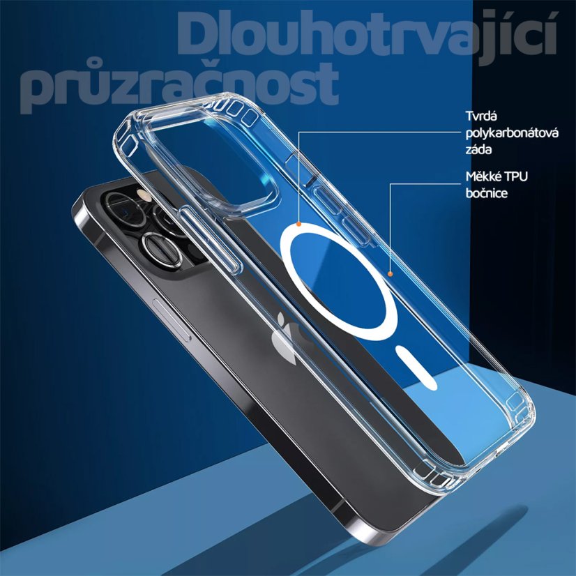 ESTUFF Magnetic Hybrid Clear Case Kryt s MagSafe pro iPhone 14 Pro, čirý