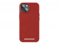 NJORD Comfort+ Suede Odolný kryt se semišovými zády pro iPhone 14, červený