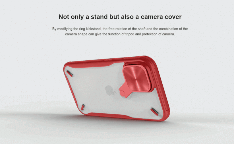 NILLKIN Cyclops Ultra odolný kryt s krytkou kamery a stojánkem pro iPhone 12/12 Pro, červený