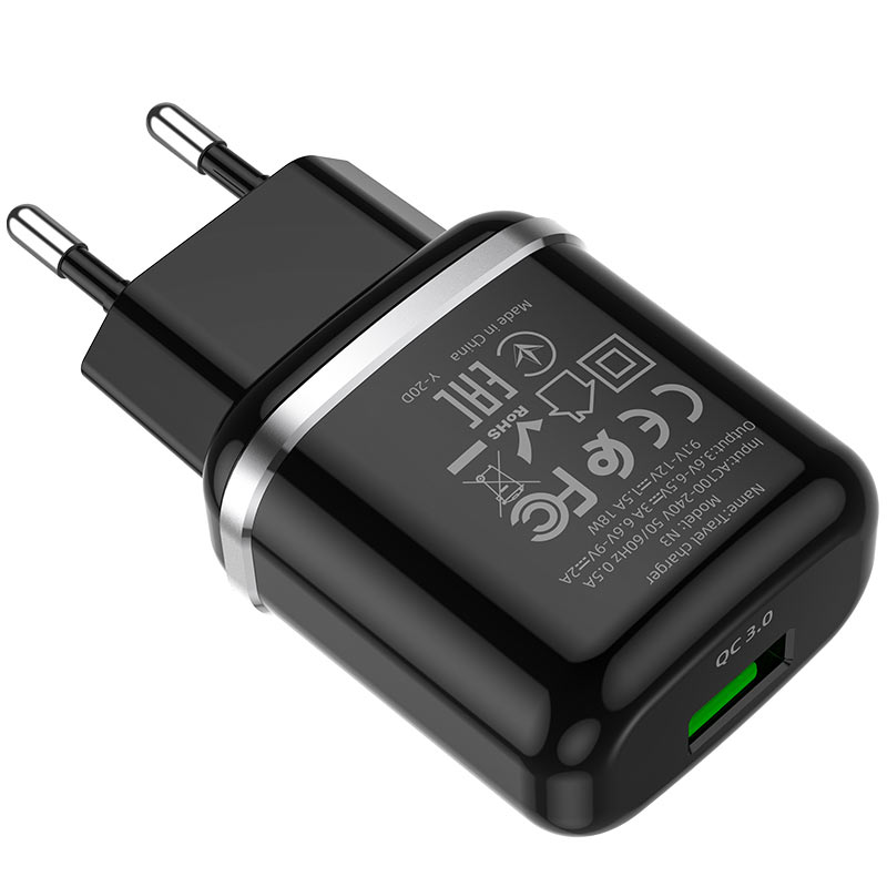 HOCO N3 Vigour Cestovní USB nabíječka QC3.0, 18W, černá