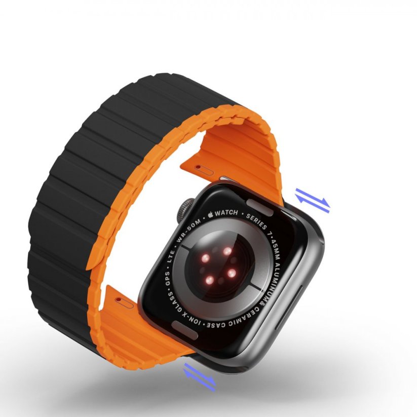 DUX DUCIS Strap LD Magnetický silikonový řemínek pro Apple DUX DUCIS Strap LD Magnetický silikonový řemínek pro Apple Watch 38/40/41, černo-oranžovýWatch 38/40/41, šedo-oranžový-KOPIE