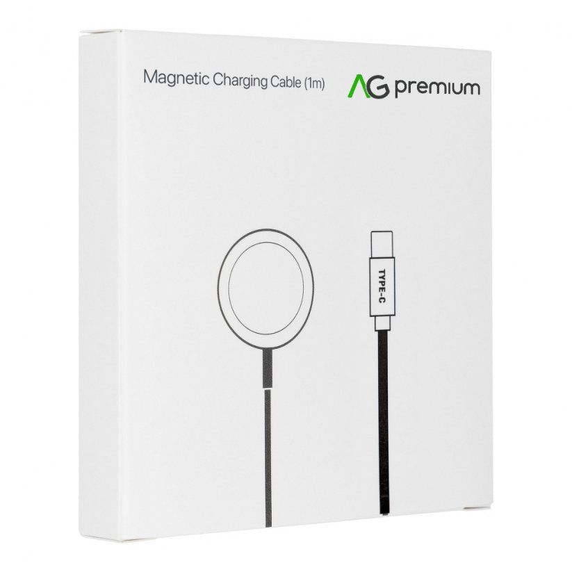 AG PREMIUM C3189 Magnetická USB-C nabíječka pro Apple Watch 1-6, SE, délka 1m, bílá