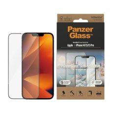 PANZERGLASS Ochranné sklo 2.5D FULL-COVER 0.4mm pro iPhone 13/13 Pro/14, AntiBacterial, Anti-reflexní, montážní rámeček