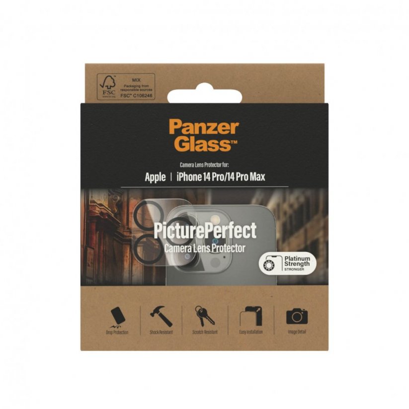 PANZERGLASS Ochranné sklo zadní kamery 2.5D FULL-COVER 0.4mm pro iPhone 14 Pro/14 Pro Max, čiré