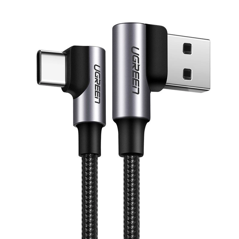 Ugreen úhlový kabel USB - USB-C Quick Charge 3.0 QC3.0 3 A 2 m šedý (US176 20857)