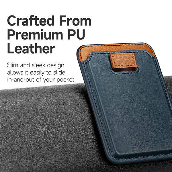 DUX DUCIS Kožená MagSafe mini peněženka s RFID blokací, modrá