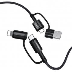 JOYROOM S-1830G3 Datový a nabíjecí kabel 4v1 s USB-C/USB-A a USB-C/Lightning, 1,8m, s podporou PD až 60W, černý