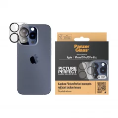 PANZERGLASS Ochranné sklo zadní kamery 2.5D FULL-COVER 0.4mm pro iPhone 15 Pro/15 Pro Max, čiré