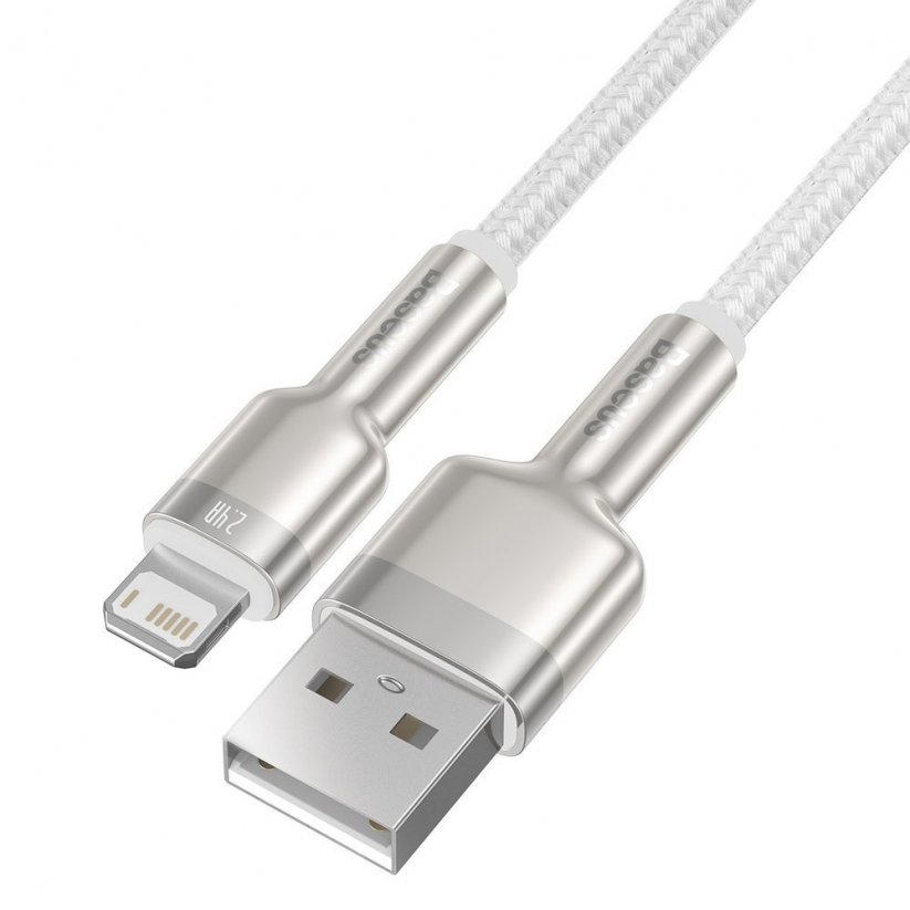BASEUS CALJK-B02 Opletený datový a nabíjecí kabel USB/Lightning 12W, 2m, bílý