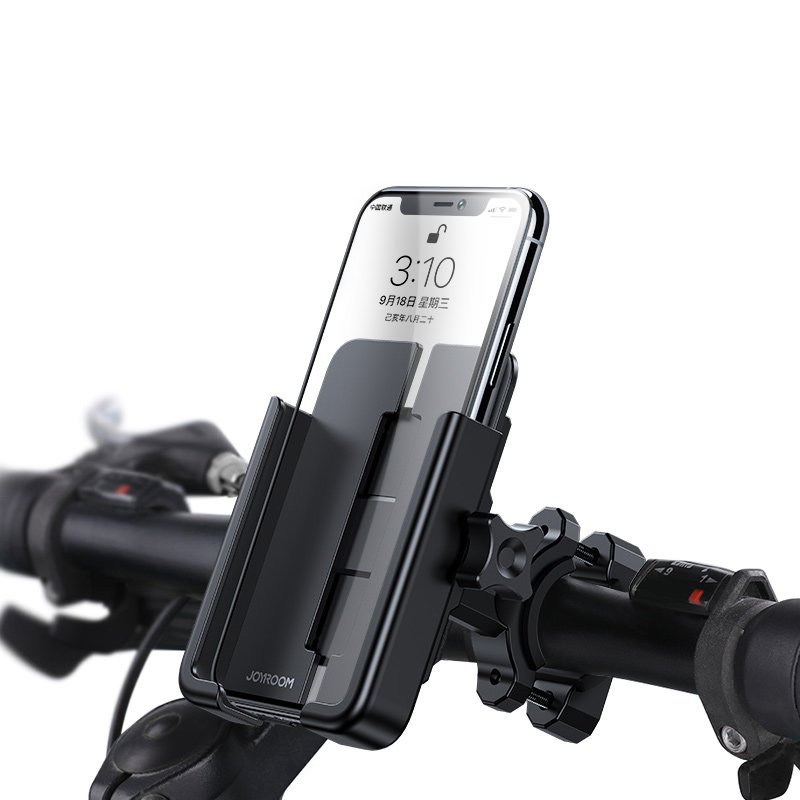 JOYROOM JR-ZS252 Plně kovový mechanický držák telefonu na kolo/motorku, černý