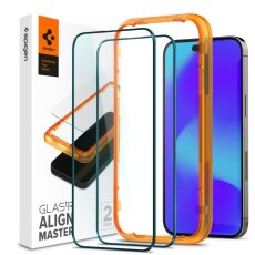 SPIGEN AlignMaster Ochranné sklo 2.5D FULL-COVER 0.3mm pro iPhone 14 Pro, montážní rámeček, 2ks