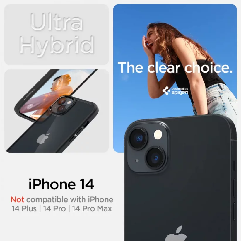 SPIGEN Ultra Hybrid Odolný kryt pro iPhone 14, černá/čirá