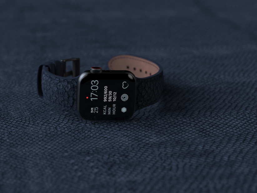 NJORD Vatn Řemínek z lososí kůže pro Apple Watch 38/40/41mm, tmavě modrý