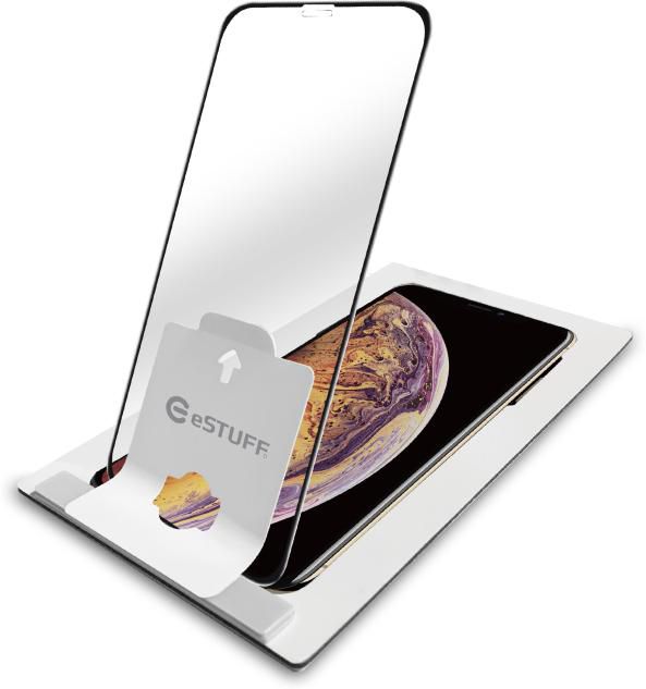 ESTUFF Easy Applicator Ochranné sklo 3D FULL-COVER 0.3mm pro iPhone X/XS, montážní rámeček