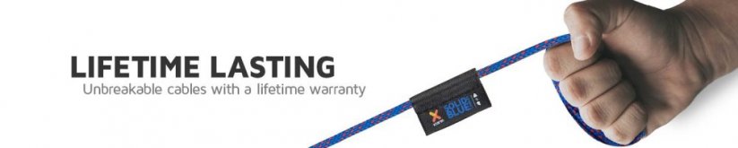 XTORM CS030 Kevlarový ultra odolný datový a nabíjecí kabel USB/USB-C, 1m, modrý