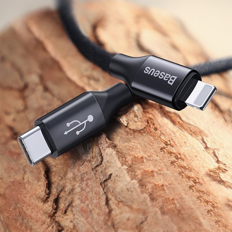 BASEUS CATLYW-C01 Yiven Vysoce odolný kabel USB-C/Lightning, 1m, černý