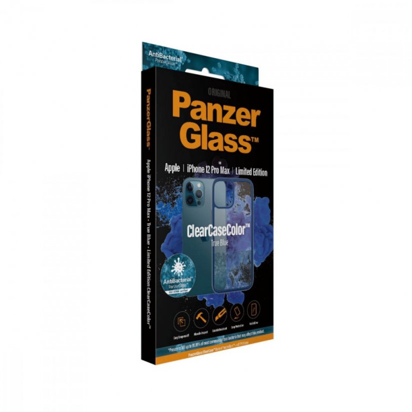 PANZERGLASS ClearCaseColor AntiBacterial kryt pro iPhone 12 Pro Max, modrá/čirá (True Blue)