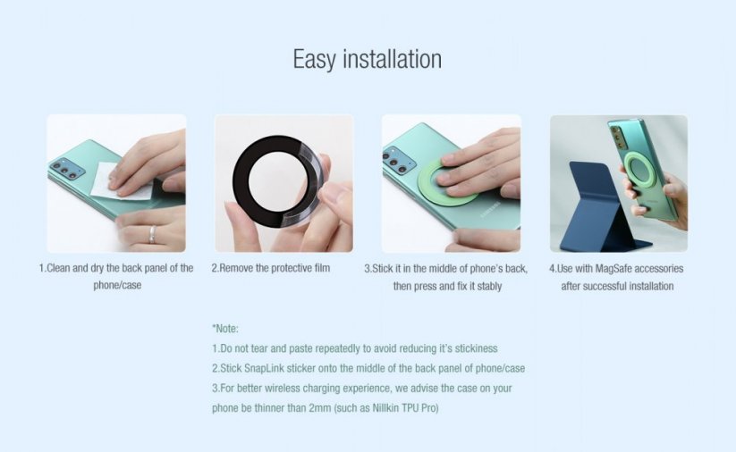 NILLKIN SnapLink Samolepicí magnetický (MagSafe kompatibilní) kroužek pro jakýkoli telefon, tmavě modrý