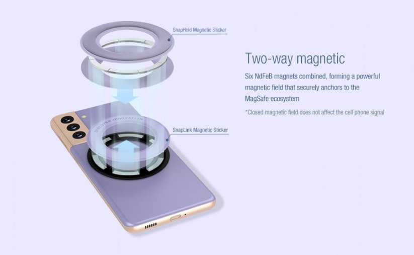 NILLKIN SnapLink Samolepicí magnetický (MagSafe kompatibilní) kroužek pro jakýkoli telefon, světle zelený