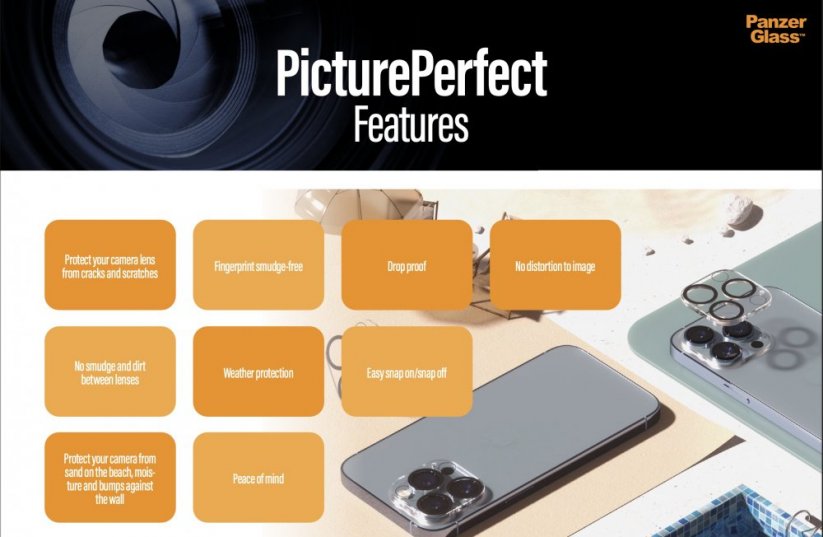 PANZERGLASS Ochranné sklo zadní kamery 2.5D FULL-COVER 0.4mm pro iPhone 14 Pro/14 Pro Max, čiré