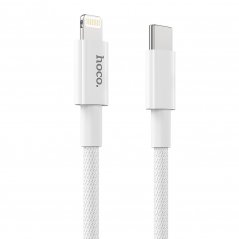 HOCO X56 Opletený datový a nabíjecí kabel USB-C/Lightning 20W, délka 1m, bílý