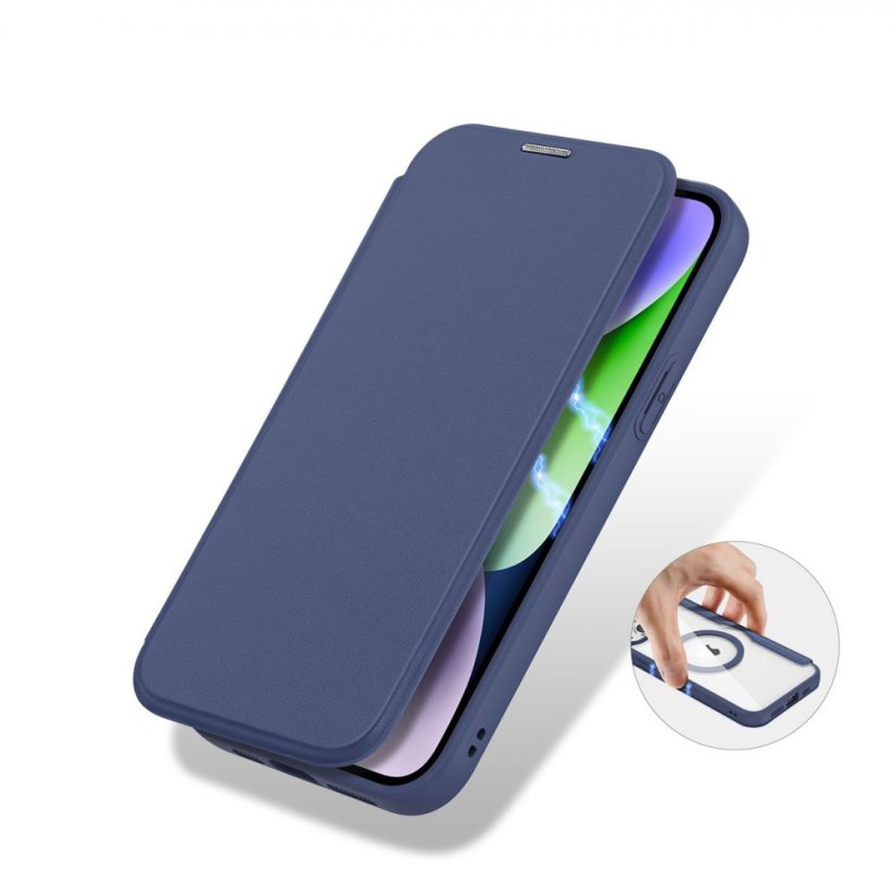 DUX DUCIS Skin X Pro Flipový MagSafe kryt pro iPhone 15, modrý