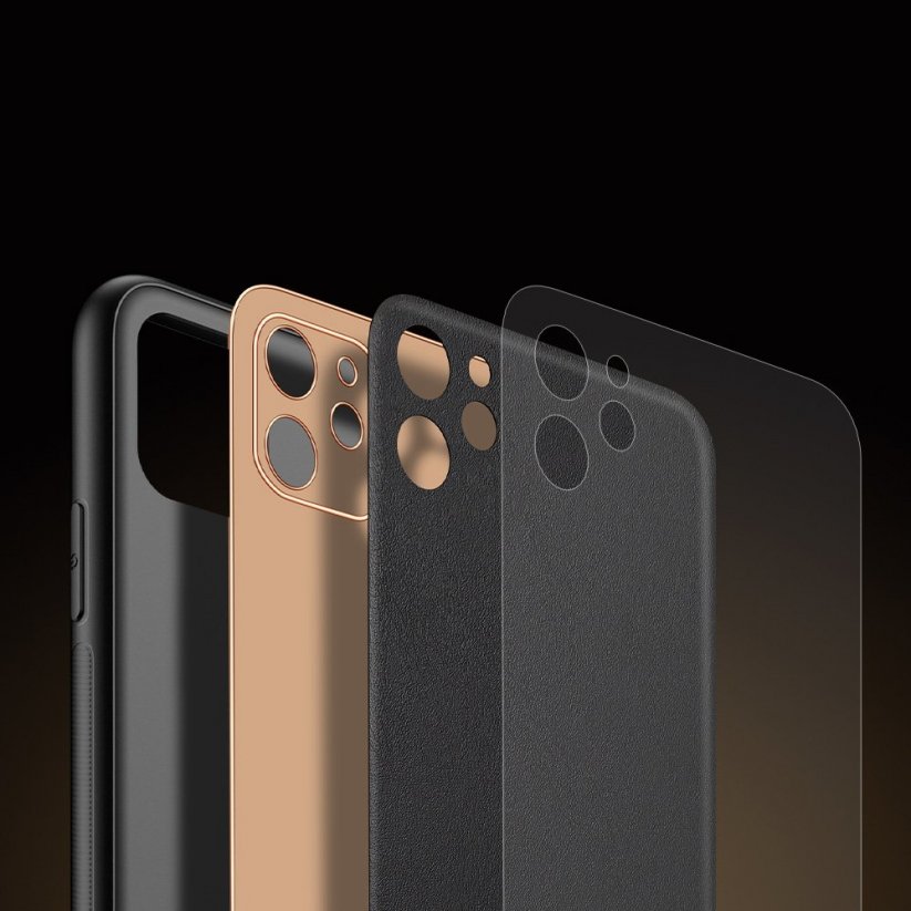 DUX DUCIS Yolo Series Silikonový kryt s koženými zády pro iPhone 11, černý