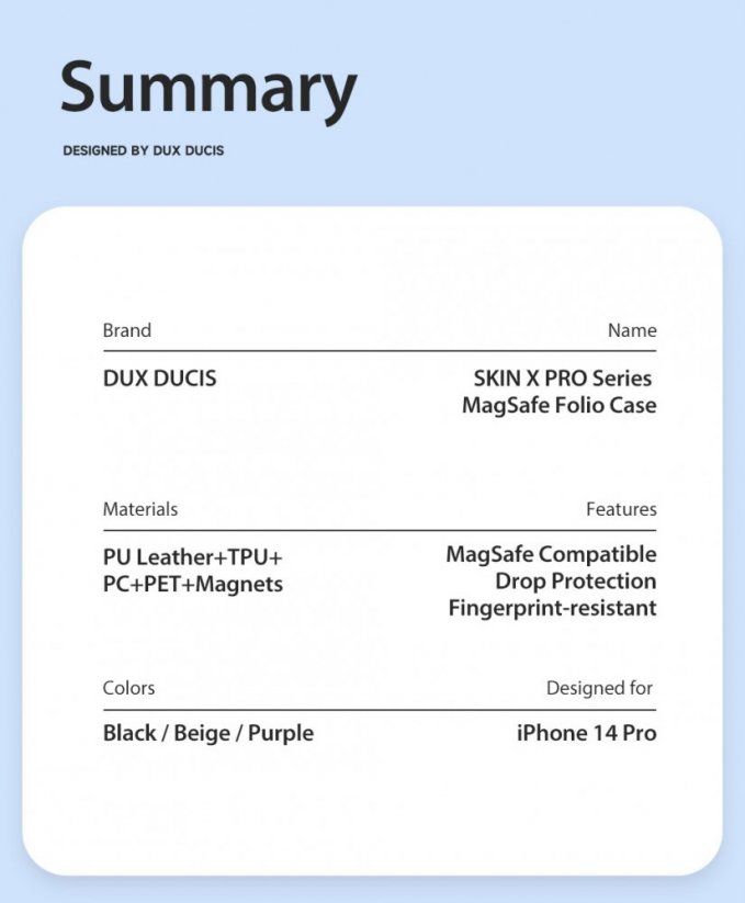 DUX DUCIS Skin X Pro Flipový MagSafe kryt pro iPhone 14 Pro, černý